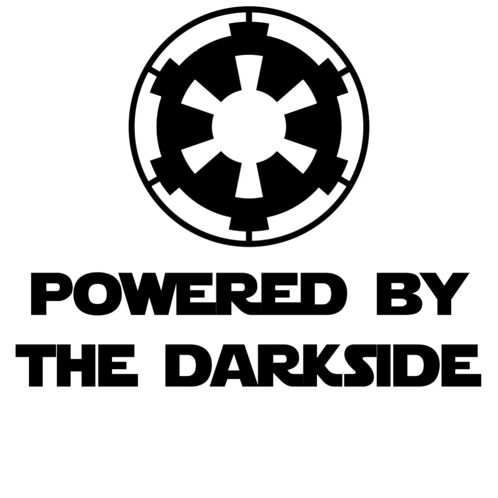 

25cm wide Powered By the Darkside Galactic Empire Text Sticker Car Decal Waterproof Sticker Car Window Decor Pattern L332