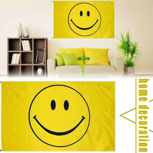 

Флаг Happy Face Sunnny, баннер с желтыми смайликами, вымпел с улыбкой, новый восторженный крутой мультяшный флаг для помещений и улицы, 90x150 см