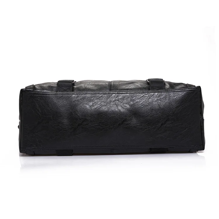 Мужские дорожные сумки из спилка черные вместительные Переносные на плечо