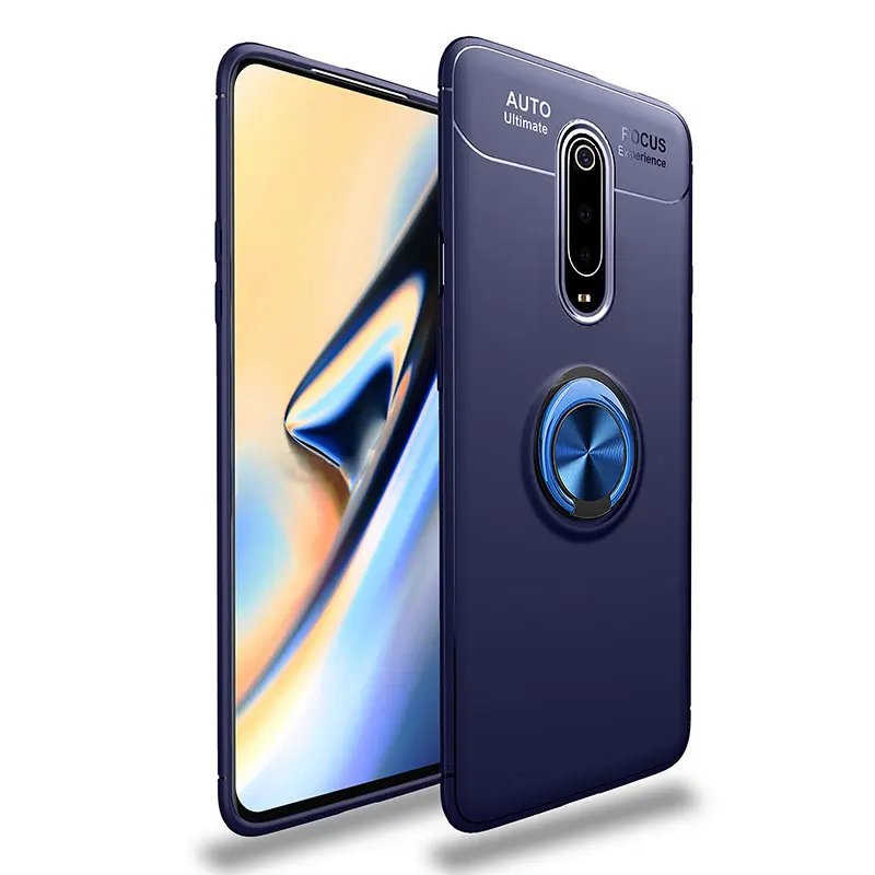 Ксиоми ми 9т про Чехол ALLORUS для Xiaomi Mi 9T чехлы Redmi Note 5 7 8 Pro 6A Case Магнитный силиконовый чехол-кольцо для Xiaomi mi A2 8 Lite 9 SE Pocophone F1 задняя чехол сяоми ноут 7 5 ми 8 а2 лайт чехол - Цвет: Blue and Blue Case