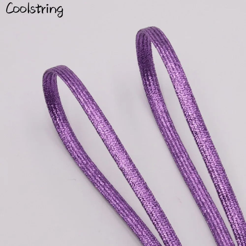 Coolstring Прохладный плоские блестящие шнурки Блестящие модные блестящие шнурки Рождество цвета Chic мерцающий 7 мм металлик
