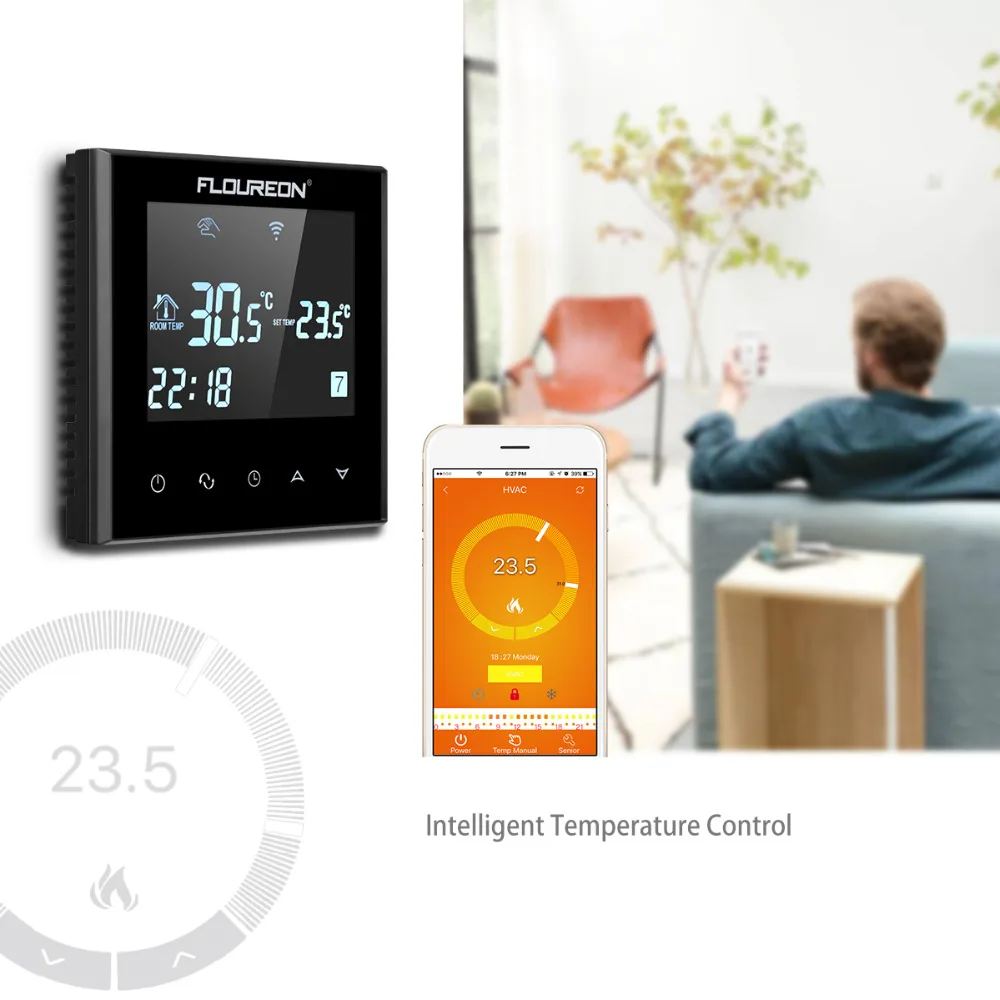 Floureon Smart wi-fiпрограммируемый термостат цифровой сенсорный экран комнатный регулятор температуры NTC термостат для полов с подогревом