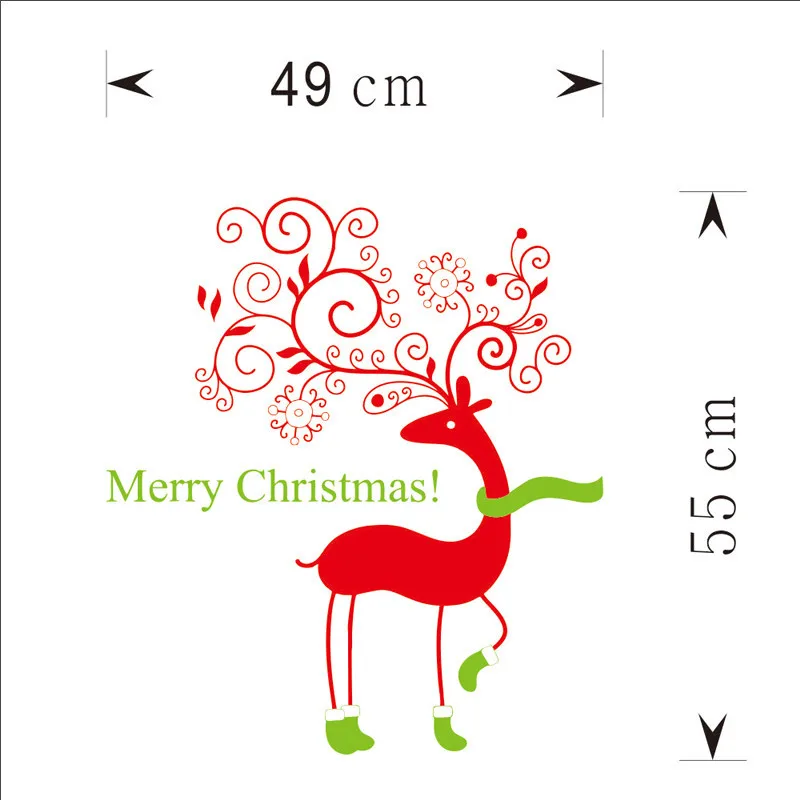 Merry Christmas Quotes Cartoon Reindeer Vinyl Wall Stickers Festival Decoration Home Decals Animals Mural Art Diy Xmas Posters | Дом и сад