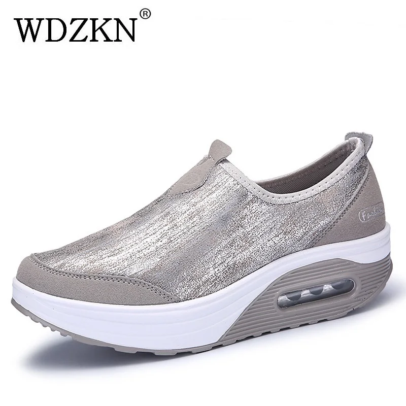 WDZKN модные женские туфли на плоской платформе Удобные Повседневные слипоны