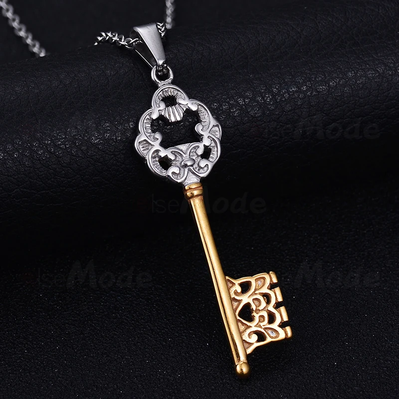 ELSEMODE винтажные любовные сердца Key ожерелья из нержавеющей стали золотого и