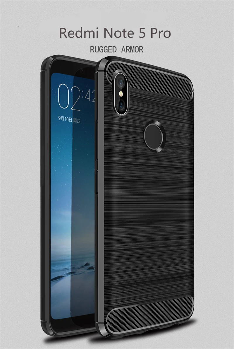 Чехол для Xiaomi Redmi Note 5 Pro, чехлы для xiomi Redmi Note 5 Pro, силиконовый чехол для задней панели, мягкий черный роскошный чехол Ksiomi из углеродного волокна