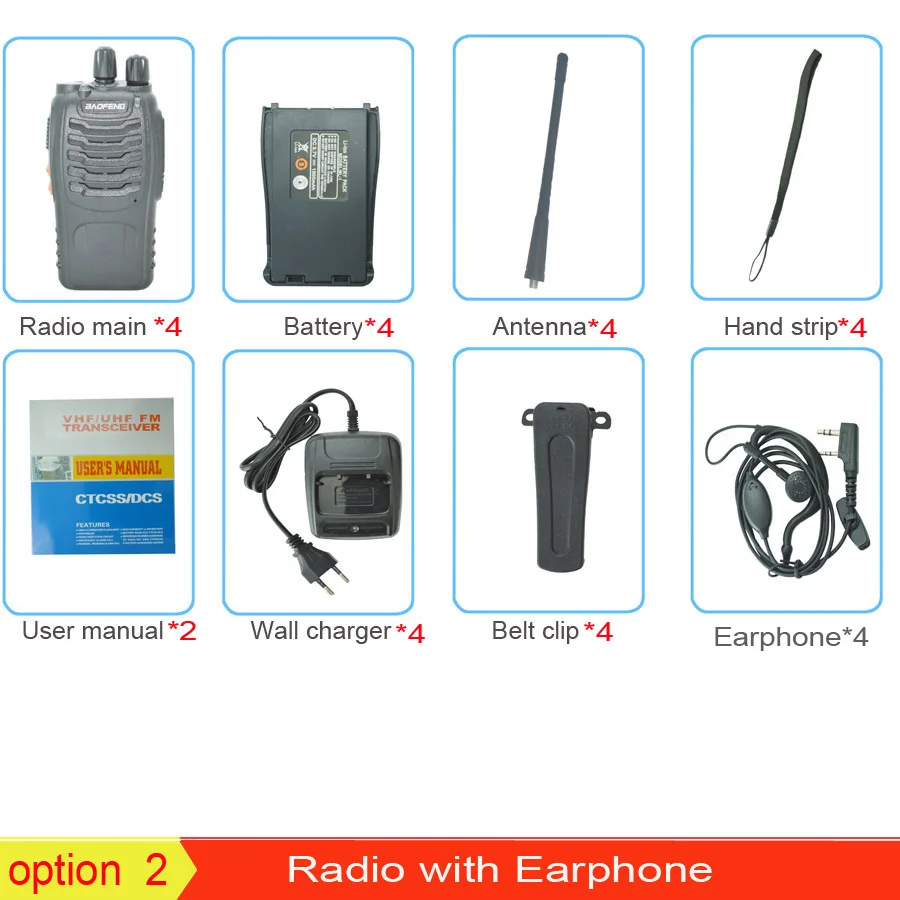 4pcs with earphone 4 шт./компл. Baofeng BF888S иди и болтай Walkie Talkie “иди и BF-888s 5 Вт 16CH UHF 400-470 МГц BF 888S иди и болтай walkie рации двухстороннее радио - Цвет: 4pcs with earphone