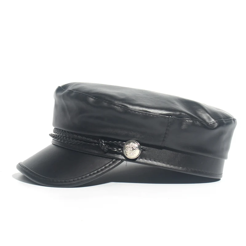 Модные Военные шапки из искусственной кожи повседневные теплые мужские