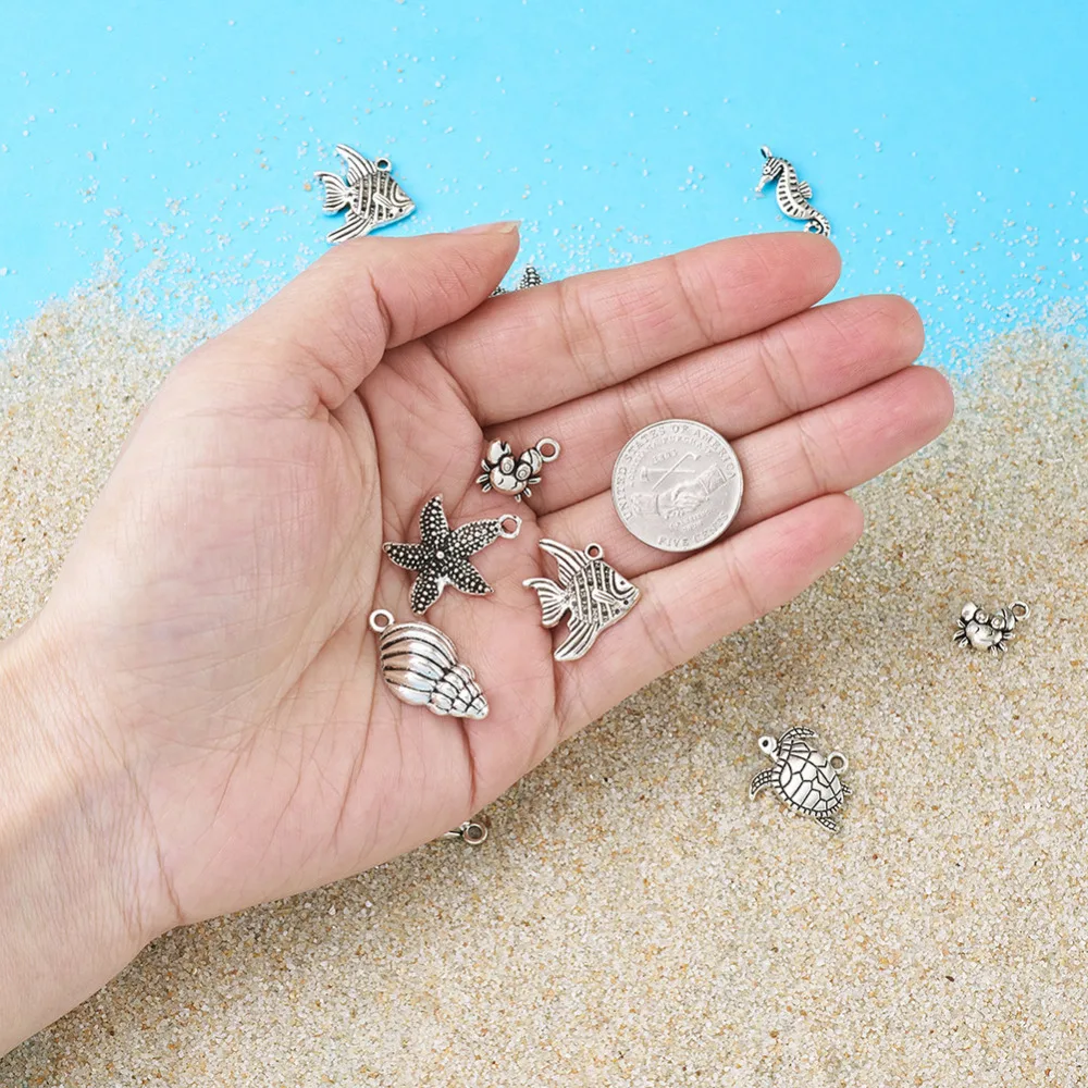 5 комплектов (6 шт./компл.) Смешанные Подвески в стиле океана спираль сарфиш