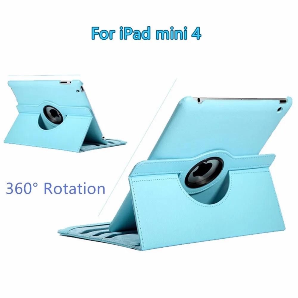 Вращающаяся на 360 Градусов Подставка-книжка из искусственной кожи для iPad Mini 4 с
