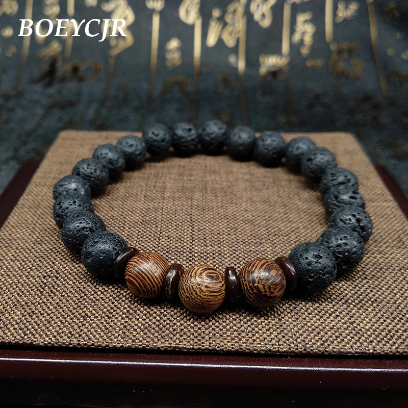 BOEYCJR Горячая продажа лавовый камень Бусины деревянные бусины браслеты и модные
