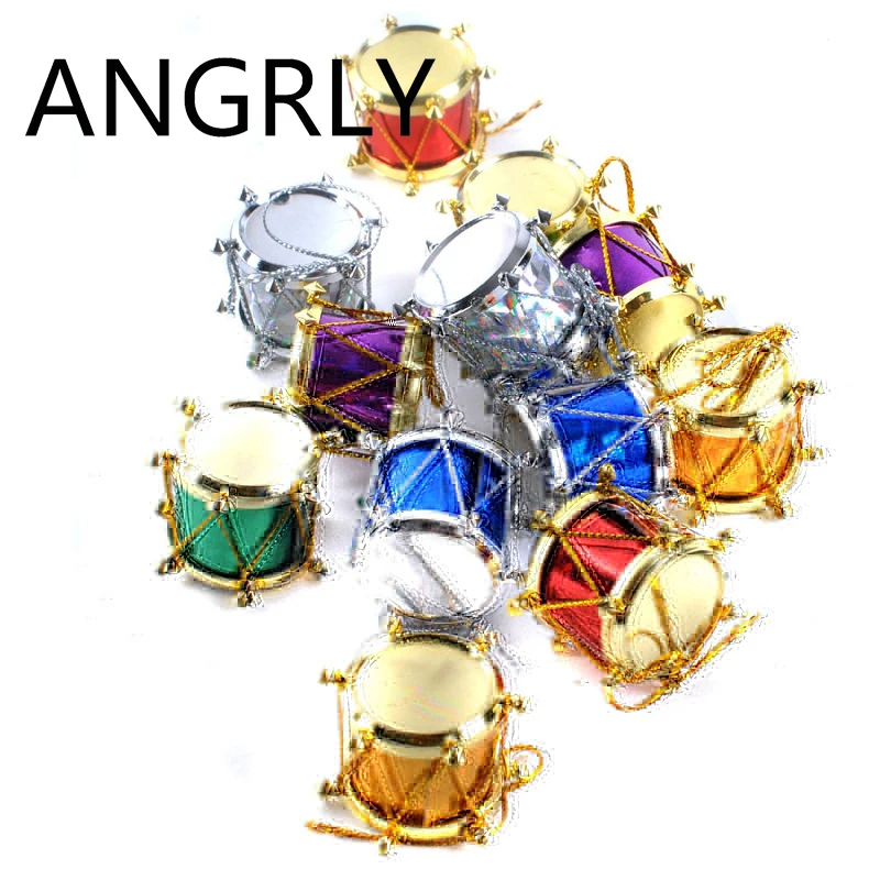 12 шт./пакет 3 см лазерный маленький барабан Рождественское украшение цветная мини