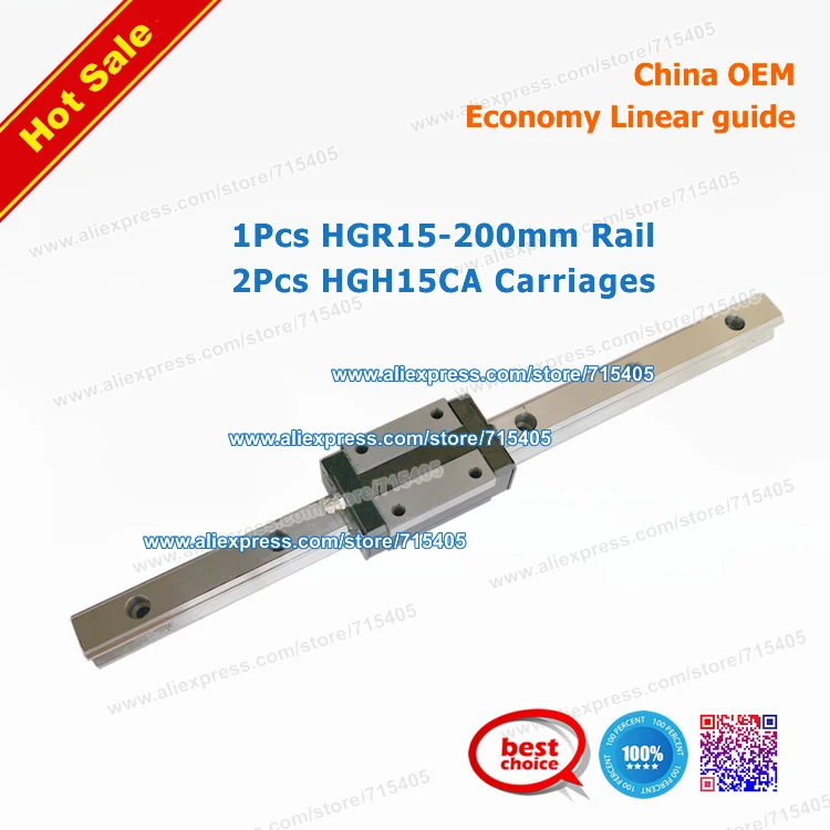 Высокое Качество Экономики линейная направляющая BRH15 HGR15 L 200 мм + каретки HGH15CA |
