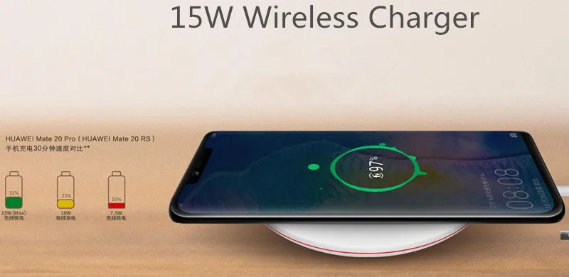 Подлинное Беспроводное зарядное устройство huawei CP60 Qi 15 Вт, максимальная Быстрая зарядка для рабочего стола huawei P30Pro mate 20Pro mate 20RS iPhone X XS XR XSMAX
