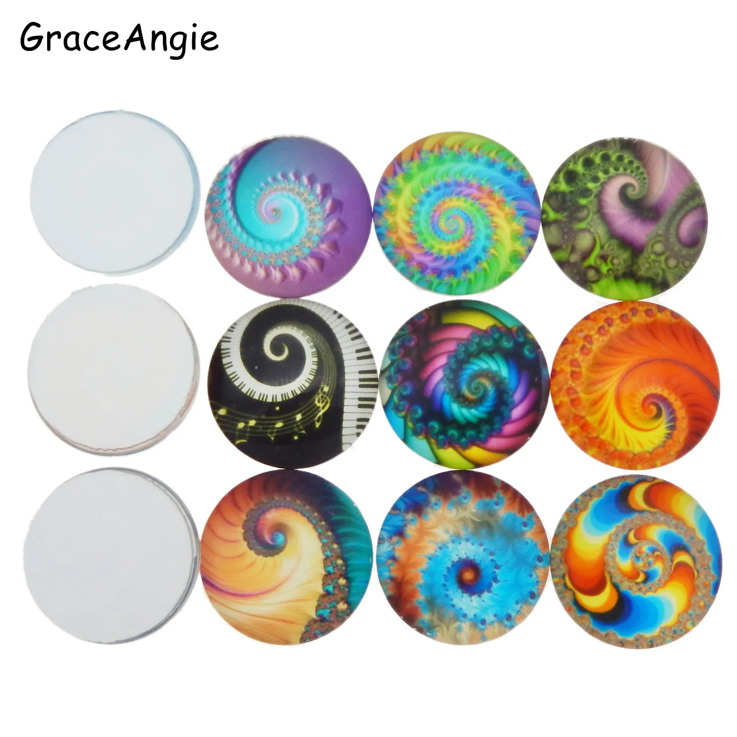 20 шт. круглые фотографии стеклянного кабошона смешанный узор подходит для 8 мм 10 12