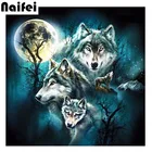 Алмазная живопись, алмазная вышивка, полная выкладка стразы, луна, ночь, волк, животные, наборы для вышивки крестиком, Настенный декор, подарок, картина сделай сам