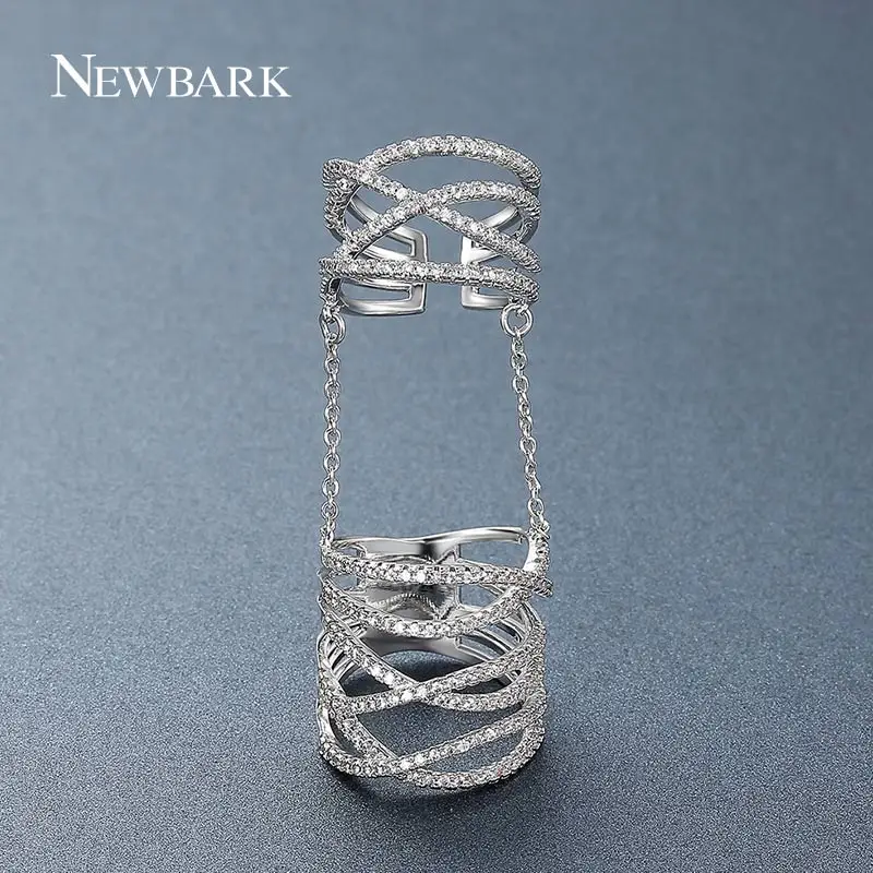 Newbark Винтаж Три крест x Форма два Кольца с цепочкой украшения проложили Micro
