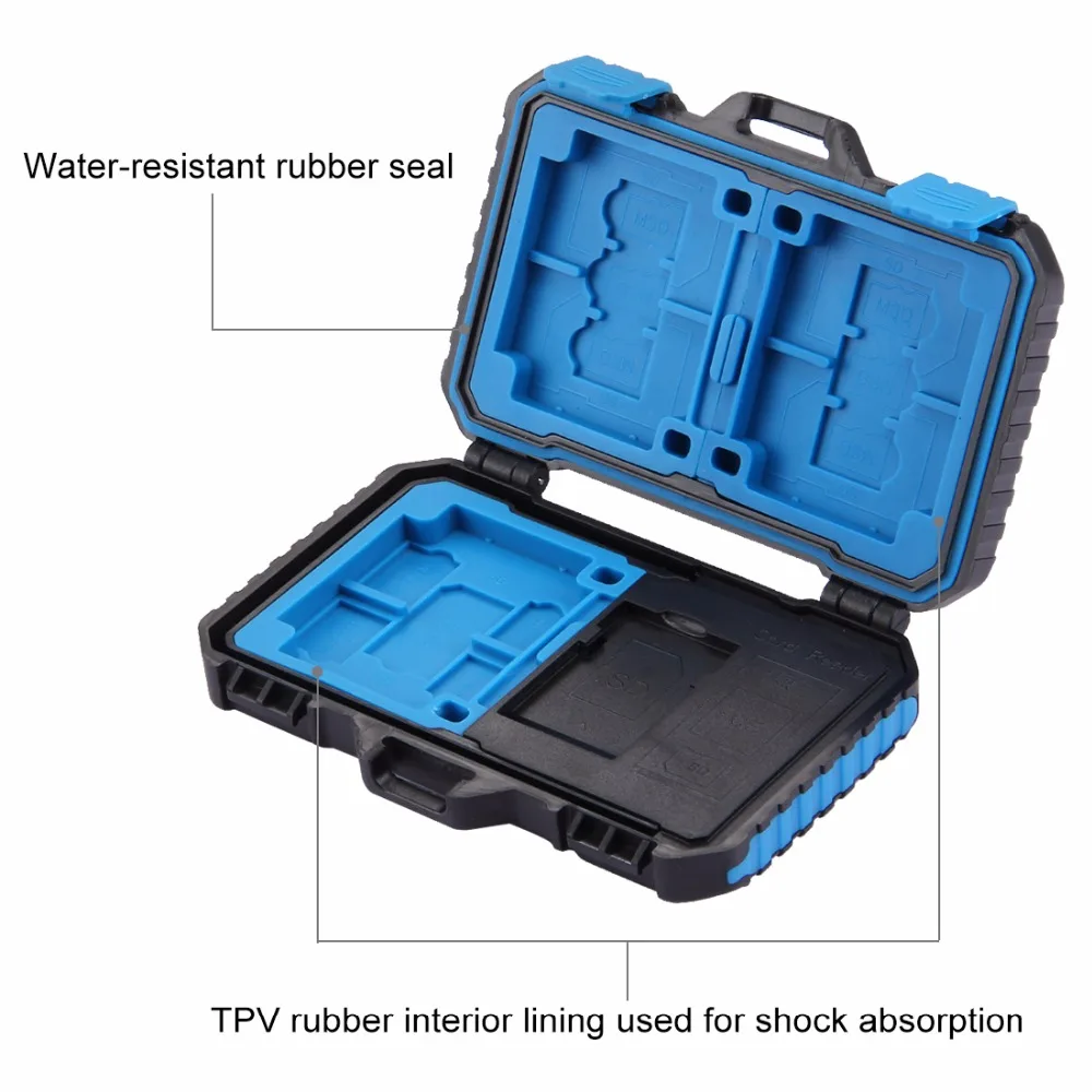 PULUZ Card Reader+22 in 1 Waterproof Memory /SD Case Storage Box for 1Standard SIM+2Micro-SIM+2Nano-SIM+7SD+6TF+1CARD PIN | Электроника