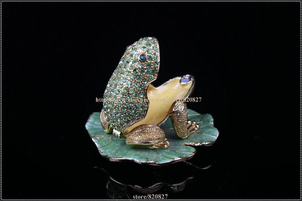 Лягушка на лотоса шкатулка для драгоценностей Коллекционная Хрустальная