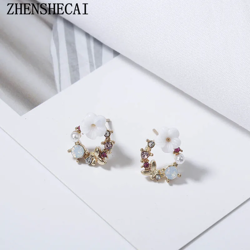 Женские серьги-пусеты круглые серьги с кристаллами в Корейском стиле 2018 |