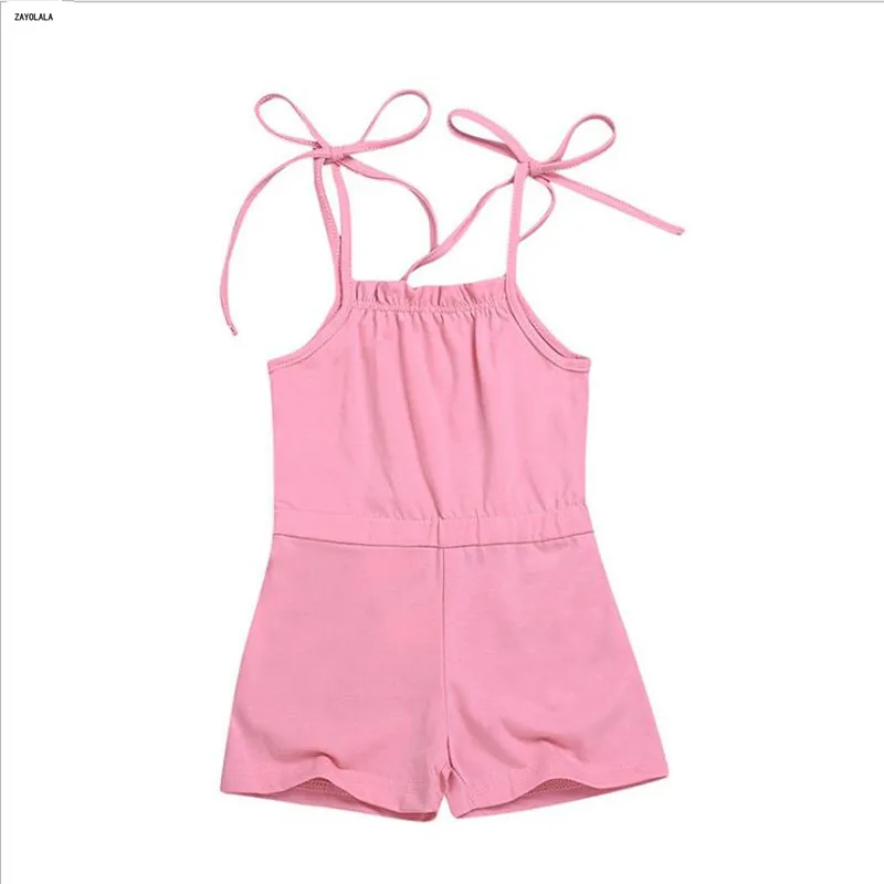 Детские комбинезоны для девочек летние без рукавов на бретельках с цветочным