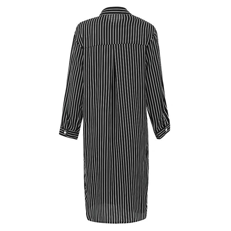 Romacci Women Striped Long Sleeve Shirt Turn-Down Collar Plus Size Kimono Cardigan Autumn Fashion Oversized Tunic Blouse Tops | Женская