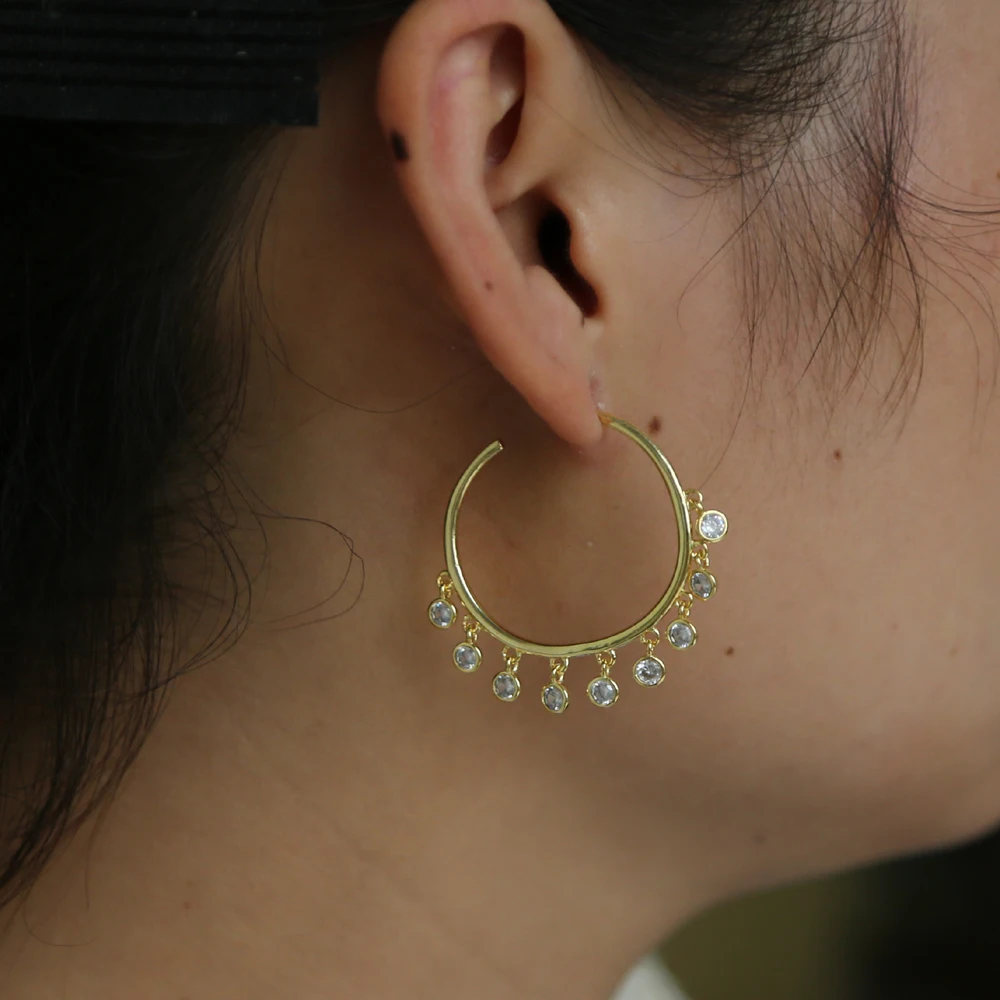 Круглые серьги подвески с фианитами очаровательные модные подарки для девочек и