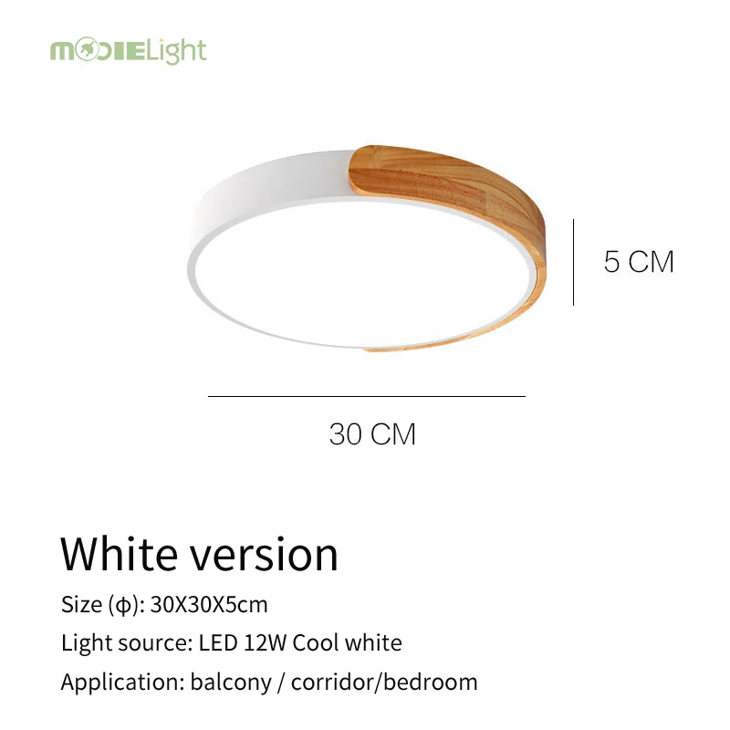 Dia30cm Cool white Круглый Деревянный светодиодный потолочный светильник с пультом дистанционного управления, цветной потолочный светильник для гостиной, столовой, кухни - Цвет корпуса: Dia30cm Cool white