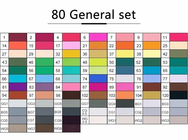 80 general set TOUCHNEW 30/40/60/80 Цвета маркер для рисования на спиртовой основе Маркеры Набор ручек для рисования манга двойной головой художественный эскиз маркер ручки для дизайна - Цвет: 80 general set