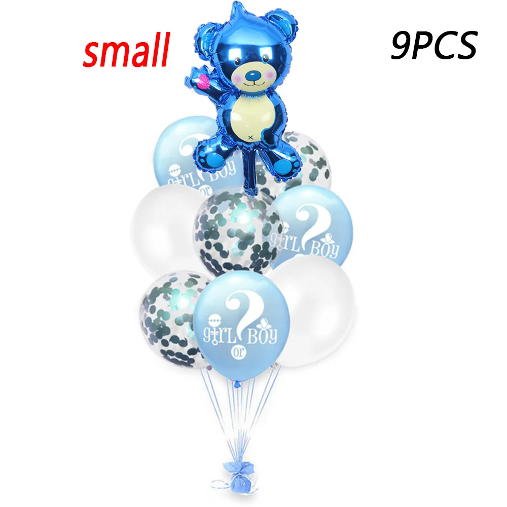 small bear blue 9 шт. воздушные шары с пайетками для мальчиков и девочек вечерние воздушные шары из фольги в форме сердца для вечеринки на день рождения украшения для детей - Цвет: small bear blue