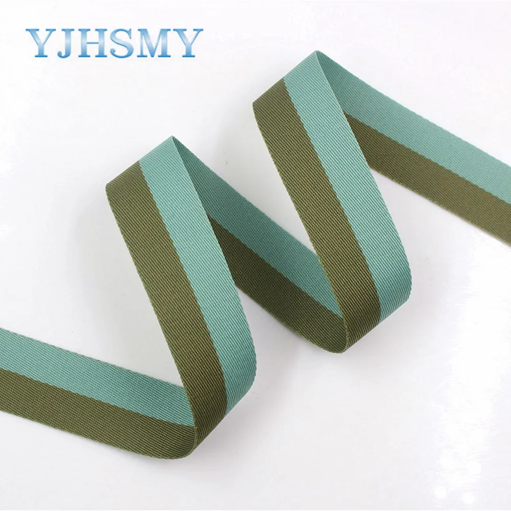 YJHSMY I-181103-121 10 ярдов/партия 25 мм Двусторонняя двухцветная полосатая лента DIY ручной