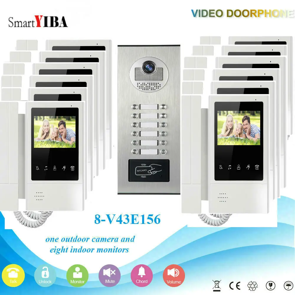 SmartYIBA проводной 4 3 "TFT ЖК-цветной сенсорный экран HD камера видео дверной звонок