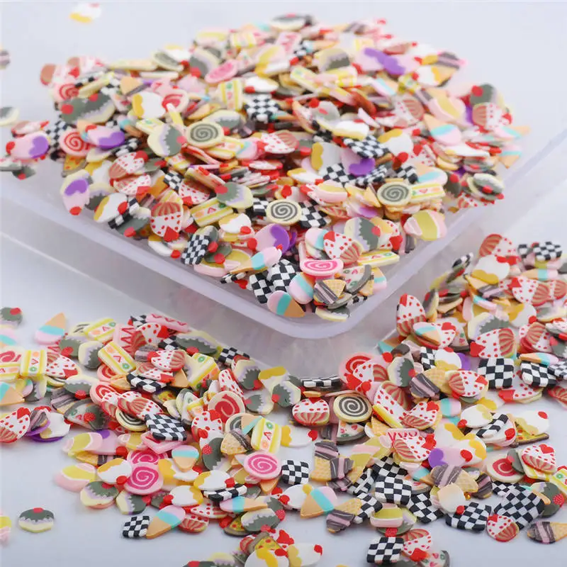 Оптовые цены 10000 шт./пакет ногтей 3d Fimo/фрукты/животное Fower Ломтики Полимерная глина набор гелевых ногтей украшения советы Аксессуары - Цвет: Ice cream