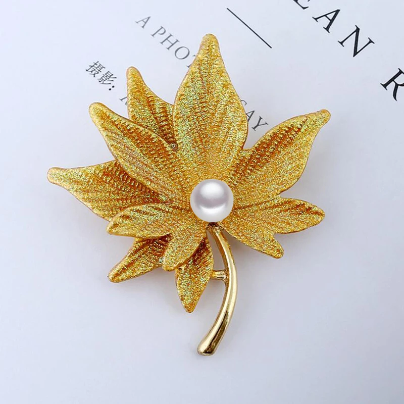 Эмаль Большой кленовый лист Броши Булавки для женщин Многоцветный завод