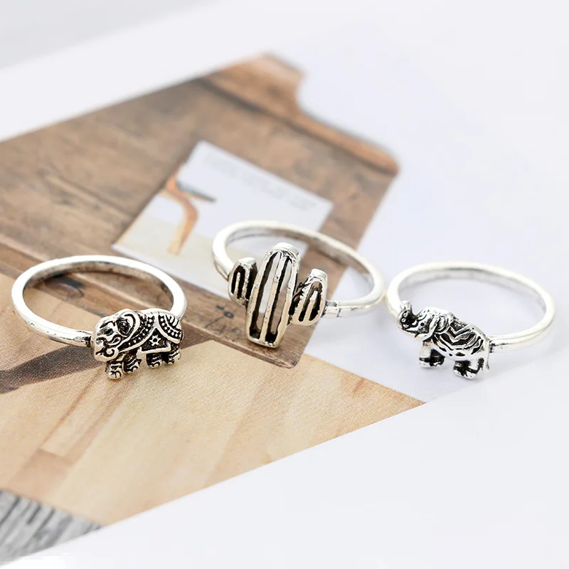 Vintage Knuckle Finger Ring Set For Women Fox Elephant Horse Heart Crown Rings Boho Jewelry 12 PCS/Lot | Украшения и аксессуары