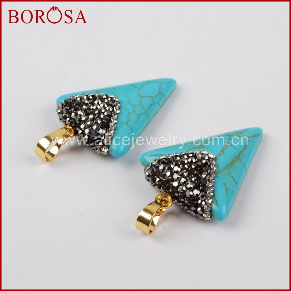 BOROSA треугольник синий Howlite подвеска из каменной друзы для ожерелья Новые