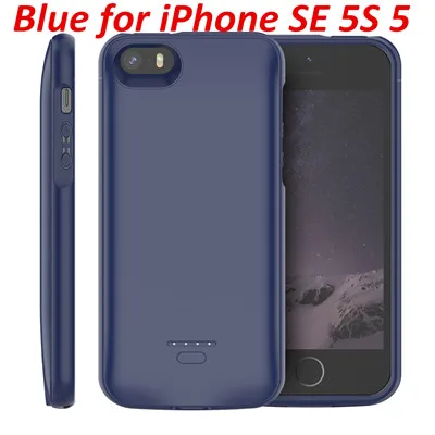 Для iPhone SE 5 5S чехол для зарядного устройства 4000 мАч Внешний внешний аккумулятор чехол для аккумулятора для iPhone XR X XS 6 6S 7 8 plus чехол для зарядки - Цвет: Blue for SE 5 5S