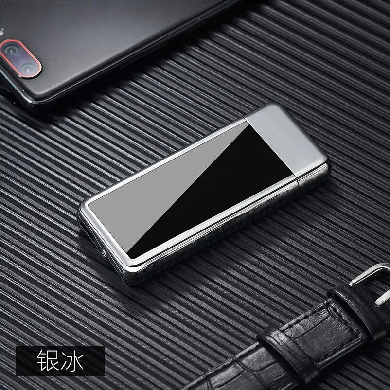 5 Полный Экран шаблон электронная usb-зажигалка Вольфрам турбо зажигалка интеллигентая(ый) сенсорный светодиодный двухсторонняя зажигалка - Цвет: 5