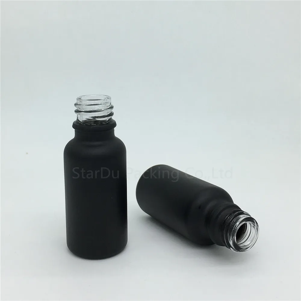 12pcs 20ml Black Frosted Glass Essential Oil Bottle With Gold Ring Dropper Perfume | Красота и здоровье