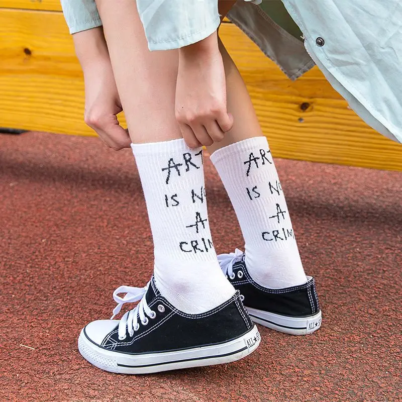 Носки с винтажным принтом Harajuku модные женские забавные носки для скейтбординга