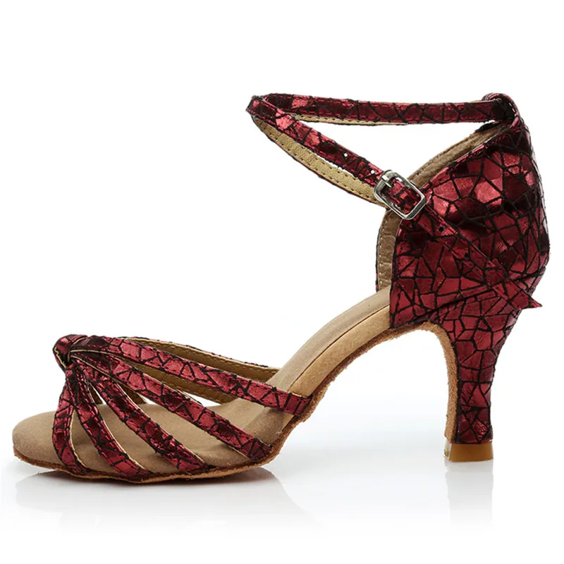 Red 7cm Heel Танцевальные туфли Sun Lisa/классические женские туфли для танцев на высоком каблуке для сальсы, танго, бальных танцев - Цвет: Red 7cm Heel