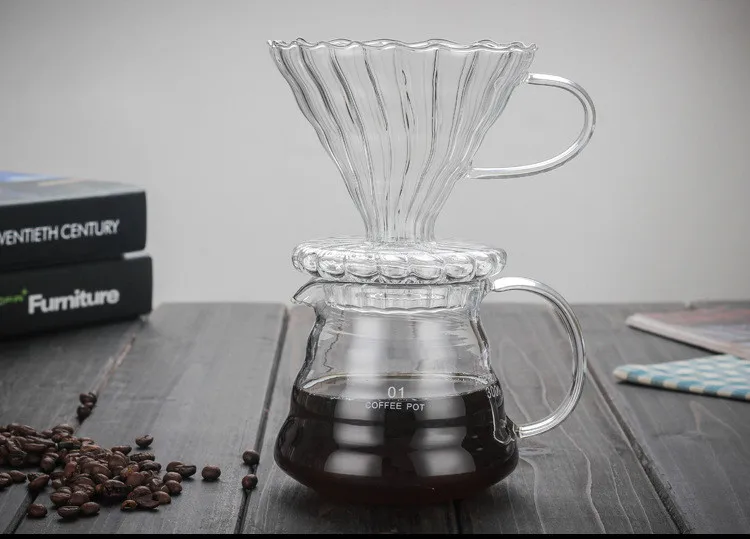 V60 залить над стеклянным кофейником фильтр диапазон стекла кофе пивоварения сервер графин ручной капельный чайник пивоварня бариста Перколятор