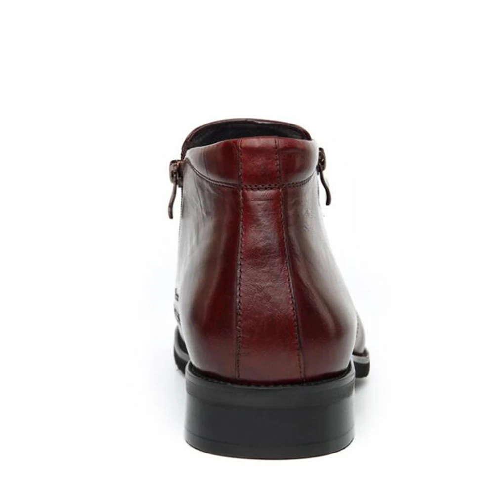 Мужские ботинки на молнии Sipriks бордовые из натуральной кожи с перфорацией в