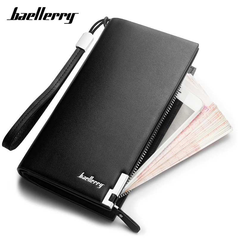 

Baellerry High Quality Men Wallet Large Capacity Wristband Long Purse Leather Male Clutch Wallets Fashion Man Carteira Handbag