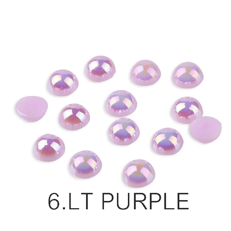 LT PURPLE AB Блестящие разноцветные полукруглые жемчужины из АБС-пластика для дизайна ногтей, аксессуары для ювелирных изделий 2 мм 3 мм 4 мм 5 мм 6 мм 8 мм 10 мм - Цвет: LT PURPLE AB