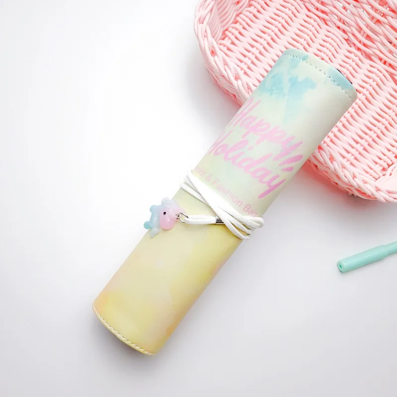 Мультфильм подвеска «Единорог» пенал для девочек милые Roll Up коробочка из Водонепроницаемый косметическая сумка, школьные принадлежности материал Эсколар - Цвет: fen