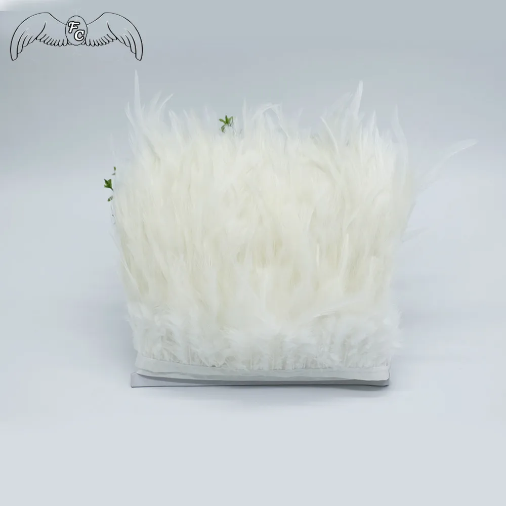 white 10 ярдов 8-15 см натуральный Hackle куриное перо отделка петух перо лента бахрома для платья/юбки/ремесла DIY аксессуары - Цвет: white
