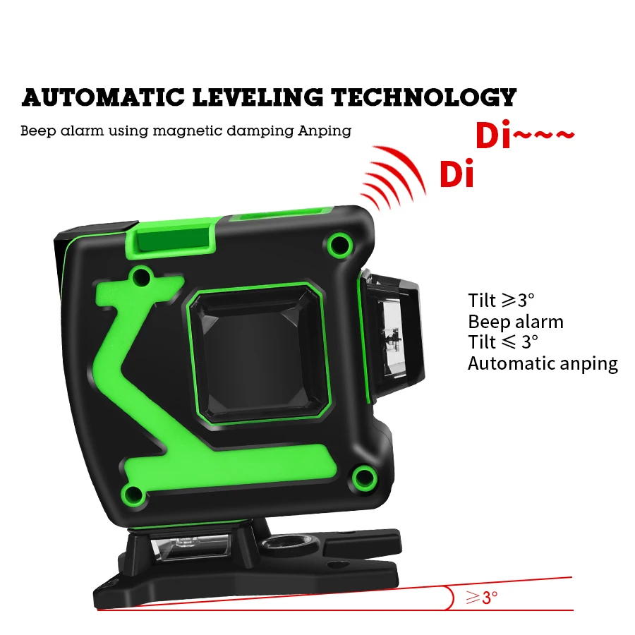 3D Laser Level Self-Leveling 360 Horizontal And Vertical Cross Green 12 Lines Rotary | Инструменты