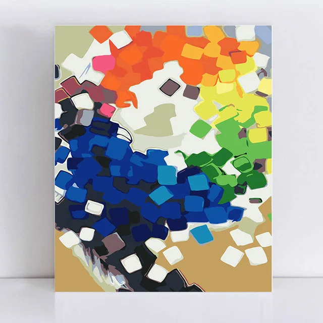 

Abstract color blocks paintings by numbers with oil coloring on canvas paint number kits