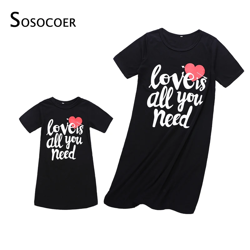 SOSOCOER/летние платья для мамы и дочки Одинаковая одежда всей семьи